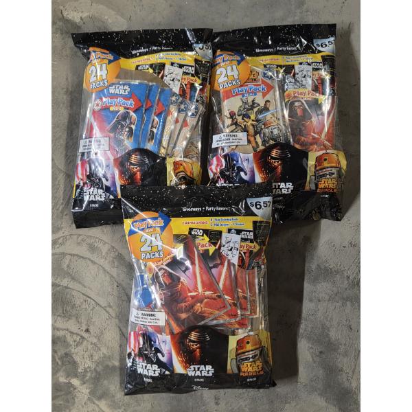 Three Brand New 24 Count Star Wars Play Packs For Party Favors, Trick Or Treat, Etc.
