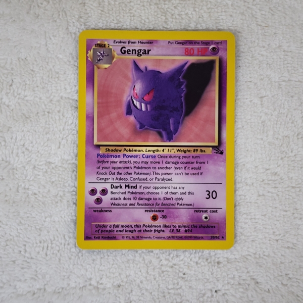 Gengar 20/62 Non Holo Rare Vintage Pokemon Trading Card From Fossil Set