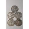 Image 1 : (5) United States Assorted Years/Mint Marks 90% Walking Liberty Half Dollars - Face Value: $2.50