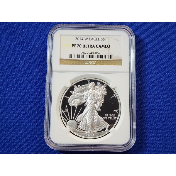 2014-W Silver American Eagle NGC Graded PF 70 ULTRA CAMEO - 1 oz .999 Fine Silver 