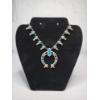 Image 1 : Gorgeous Vintage "Indian Princess Squash Blossom" Silver-Tone and Turquoise Necklace - 24in
