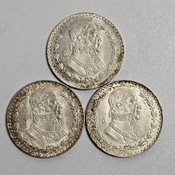 SILVER!!! Vintage Mexico Morelos Un Peso 10% Silver Coins - Total ASW: 0.1543 toz.