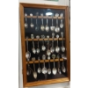 Image 1 : 2nd Of Two:  24 Silver Plate Collector Spoons In Walnut Display Case - A Superb Value & Great Collec