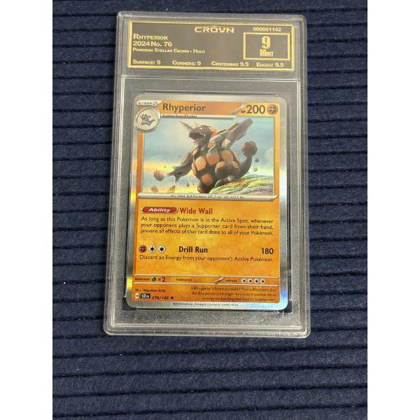 2024 Graded Pokemon Stellar Crown Rhyperior (076/142) Holo trading card - 9 Mint 