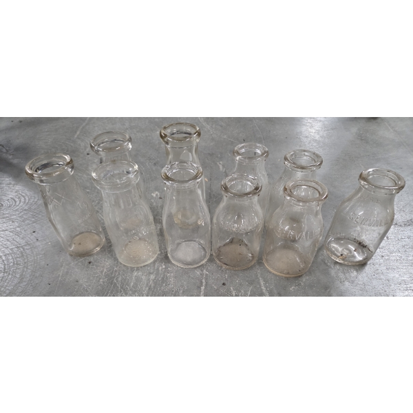 Vintage Glass Half Pint Milk Bottles Servall & Canton Milk Co And More