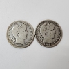 Image 1 : Two 1908 U.S. 90% Silver Barber Half Dollars