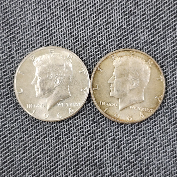 Two 1964 United States 90% Silver Kennedy Half Dollars ~ $1.00 Face Value