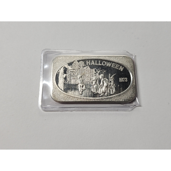 Halloween 1973 United States Silver Corporation 1 Troy Ounce .999 Fine Silver Bar