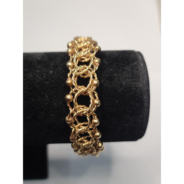Vintage 14K Yellow Gold 8" Triple-circle Link Bracelet - Weight: 40.9g
