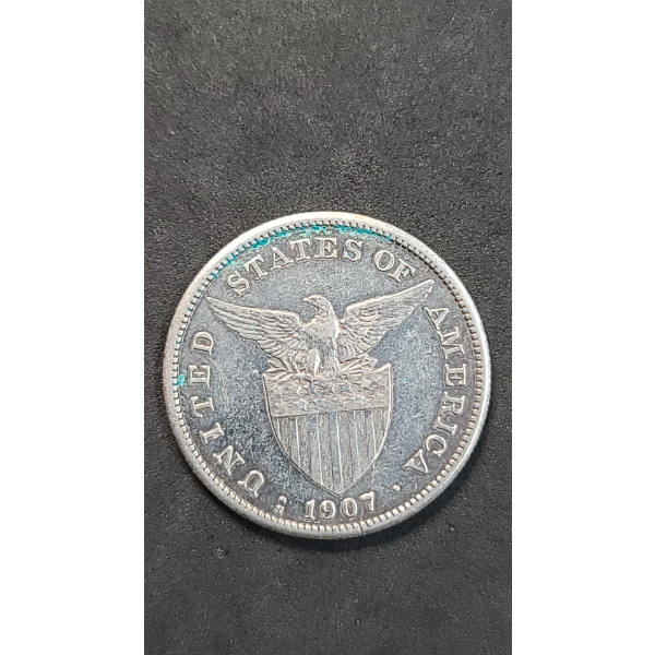 1907-S U.S Philippines One Peso 80% Silver Coin - ASW: 0.5144oz