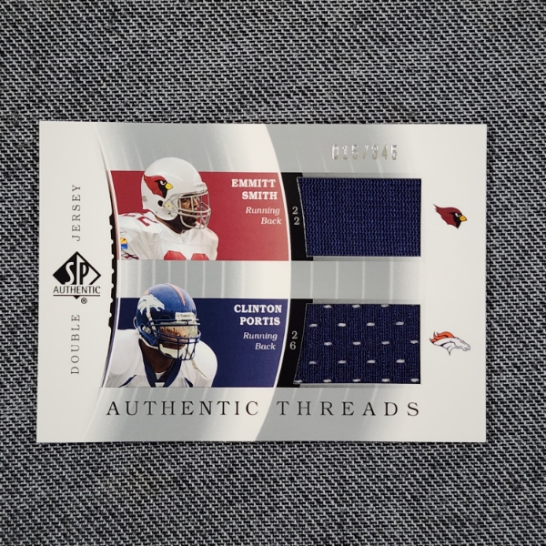 Upper Deck Double Jersey Patch Card Ft. Emmitt Smith & Clinton Portis Jersey Patches in One Card!