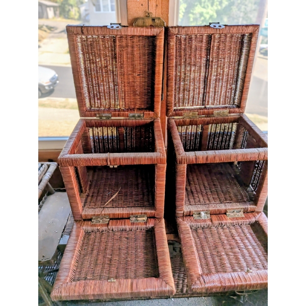 16' Brown Wicker Storage/Tables 