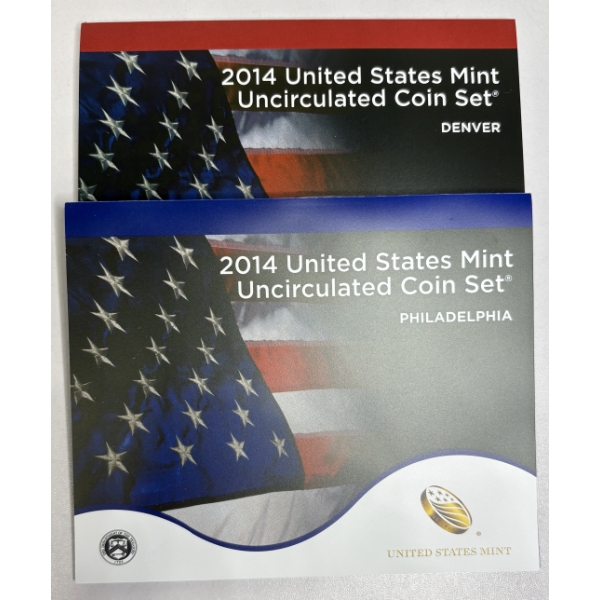 Lot of 2- 2014 United States Mint Sets (Denver and Philadelphia) FV $13.82