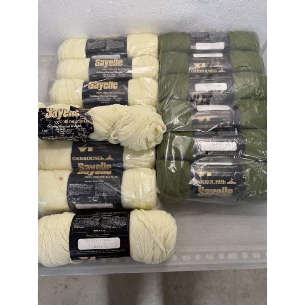 14 Rolls of Carrousel Sayelle Yarn - Fisherman And Avocado Colors 