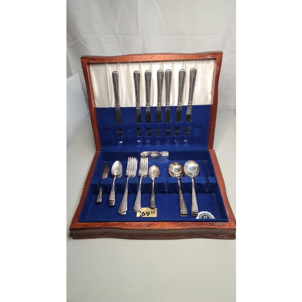 (31) Pcs Of Assorted Silverplate Flatware In Storage Box -  Approx 2.8 lbs 