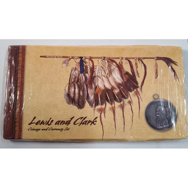 Sealed US Mint 2004 Lewis & Clark Coinage and Currency Set Including Lewis & Clark 90% Silver Dollar