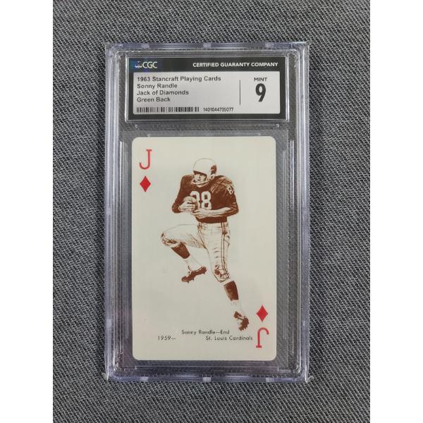 CGC 9 Mint 1963 Stancraft Playing Cards Sonny Randle Jack of Diamonds Green Back