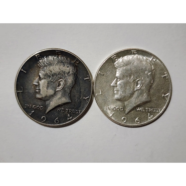 Two 90% Silver United States 1964 Kennedy Half Dollars ~ $1.00 Face Value