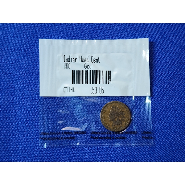 1906 Indian Head Cent - Good Littleton 153.05