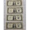 Image 1 : Four $1 Silver Dollar Currency Notes with Blue Seals - AFV $4