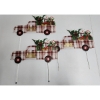 Image 1 : 3 Outdoor Metal Christmas/Holiday Red Plaid Truck and Tree Stakes - Approx. 16in Tall