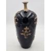 Image 2 : Vintage Black Enamel over Stoneware Vase with Relief Design 16" Tall