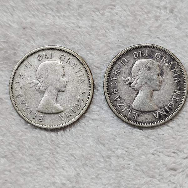 Two Vintage Canadian 80% Silver Quarters