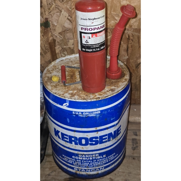 5 Gallon Kerosene Can and Small Propane Canister