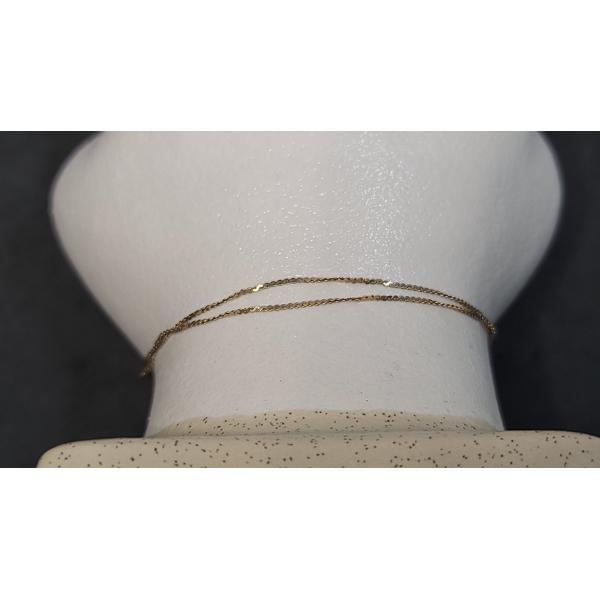 14K Gold Women's Dainty Double Chain Bracelet - Weight: 1g