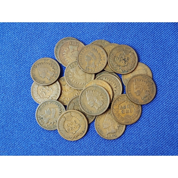 x21 Assorted United States Indian Head Cents FV: $0.21