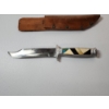 Image 4 : Vintage Hunting Knife With Detailed Stone Details Handle and Leather Case