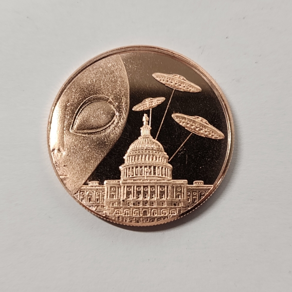 Alien UFO U.S. Capitol Building 1 AVDP Ounce .999 Fine Copper Round