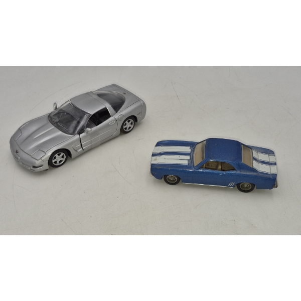 2 Pcs - TOY CAR CLASSICS - 1969 CAMARO (4")  & 1998 CORVETTE (5 1/2")