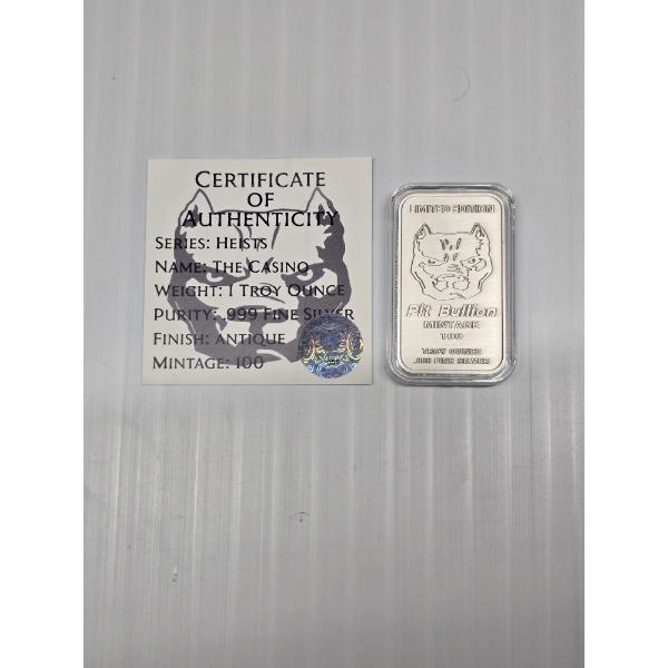 Pit Bullion Heist The Casino Monopoly Man 1 Troy oz Silver Bar - 100 Minted
