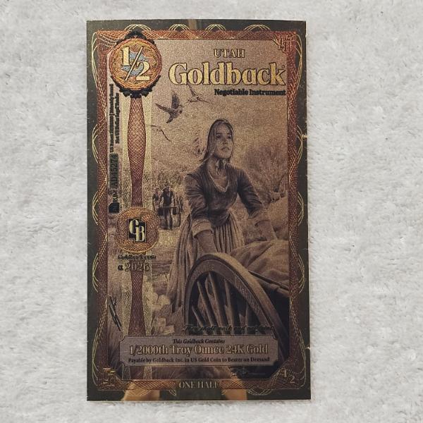 2026 Utah 1/2 Goldback 24K Gold Foil Aurum Note