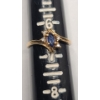 Image 7 : Women's 14K Yellow Gold Marquise-cut Blue Sapphire Ring With Accent Diamonds -Size 6.5 -Weight: 1.8g