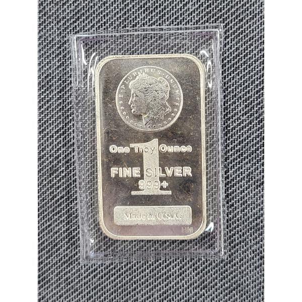One Troy Ounce .999 Fine Silver Bar Featuring Morgan Dollar Design