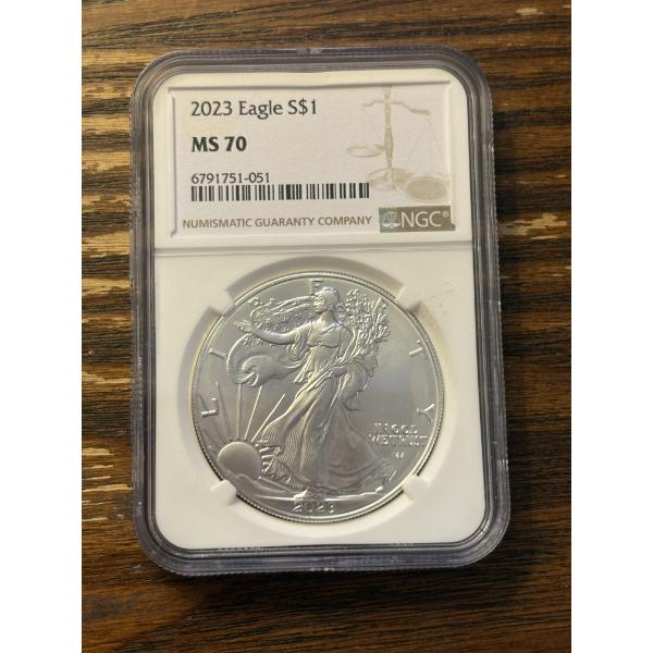 2023 Silver Eagle MS 70 - 1 Oz. Fine Silver - FV $1.00 - In NGC Coin Holder