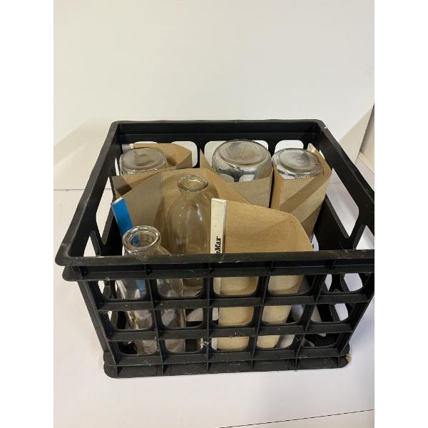 Vintage Glass Jars with Crate