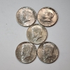 Image 1 : Five Assorted Years 90% Silver Kennedy Half Dollars - Face Value: $2.50