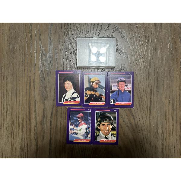 Five Jockey Star Trading Cards w/ Heavy Duty Plastic Card Case