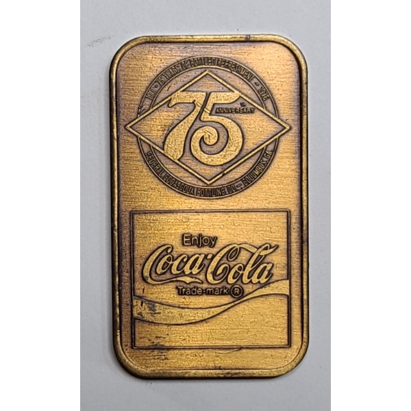Vintage 1976 Coca-Cola 75th Anniversary Bronze Ingot Bar From The Columbus, Georgia Bottling Plant