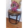 Image 2 : Group As Shown - Elegant Design & Inlayed 32" by 16" Half Round Console Table With Floral Vase Incl