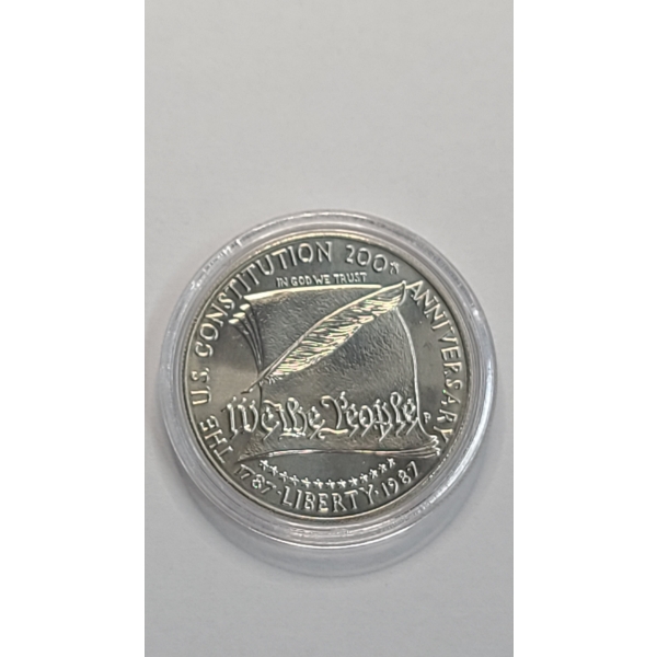  1987-S United States Constitution Bicentennial 90% Silver Dollar In Coin Capsule
