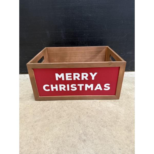 Heavy Duty Merry Christmas Wooden Crate 15" X 11" X 7" - Excellent Condition