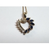 Image 4 : Gorgeous 14K Gold Heart Necklace with Blue and Clear Stones - TW: 4.1g - 19in