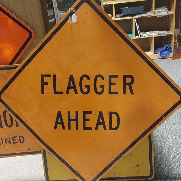 Road Sign - VERY LARGE 36 x 36 Aluminum "Flagger Ahead" Sign - See Pics
