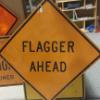 Image 1 : Road Sign - VERY LARGE 36 x 36 Aluminum "Flagger Ahead" Sign - See Pics
