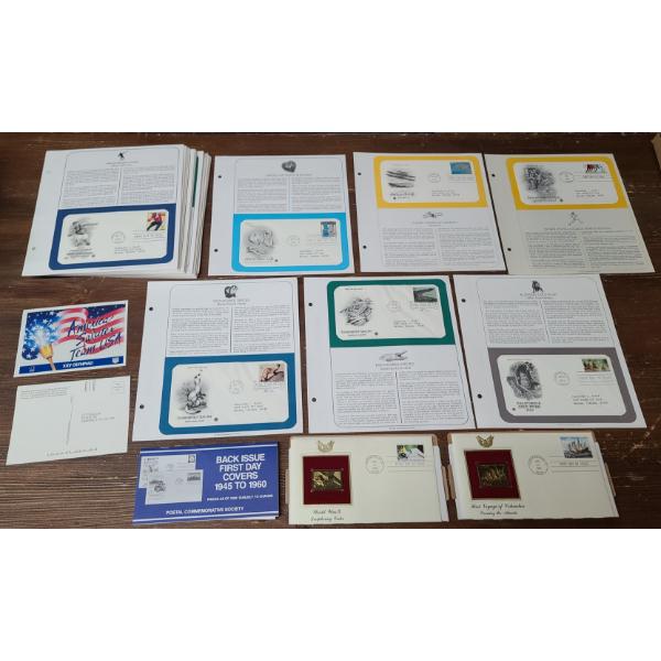 Postal Commemorative Society U.S First-Day Covers/Special Covers, 22Kt Gold Replica Stamps & More
