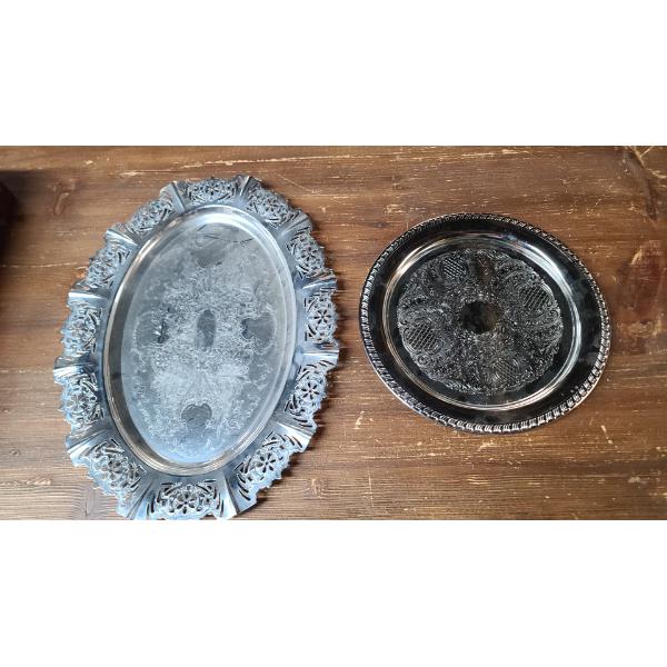 (2) Stainless Steel Serving Trays
